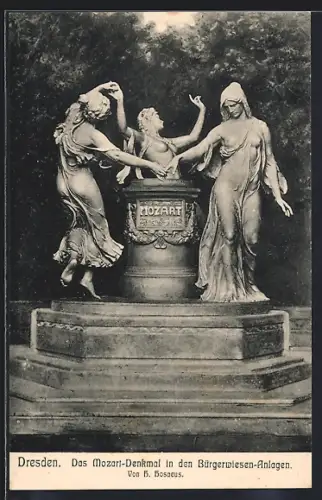 AK Dresden, Mozart-Denkmal in den Bürgerwiesen-Anlagen