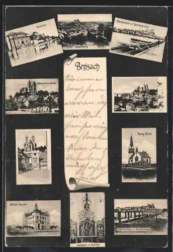 AK Breisach, Münster, Rheinbrücke, Offizier Kasino, Rheintor