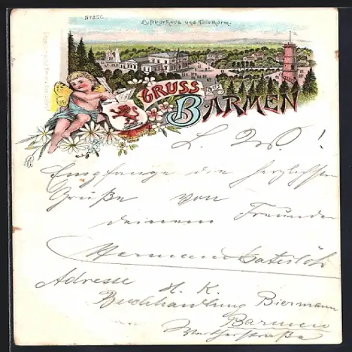 Lithographie Barmen, Luftkurhaus und Tölleturm