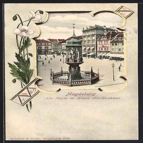 AK Magdeburg, Alter Markt, Kaiser Otto-Denkmal