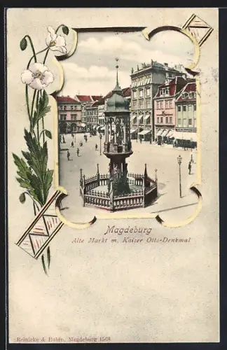 AK Magdeburg, Alter Markt, Kaiser Otto-Denkmal