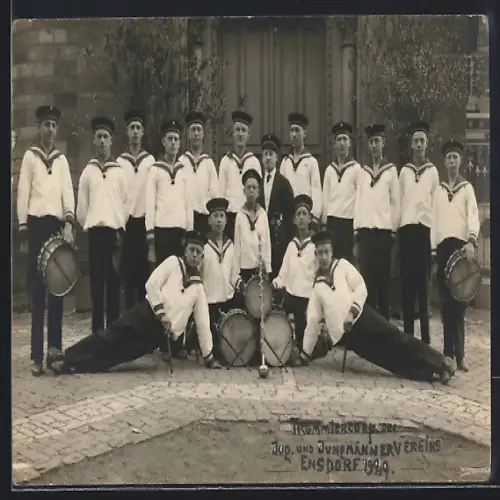 AK Ensdorf / Saar, Trommlercorp des Jungmännervereins 1929