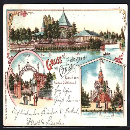 Lithographie Berlin, Restaurant Carlshof am Spandauer Schifffahrtskanal