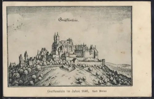 Künstler-AK Greifenstein / Hessen, Schloss im Jahre 1646 nach Merian