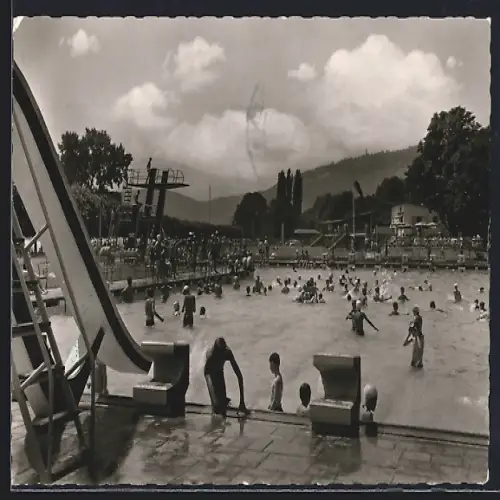 AK Rüdesheim / Rhein, Asbach-Bad mit Badegästen