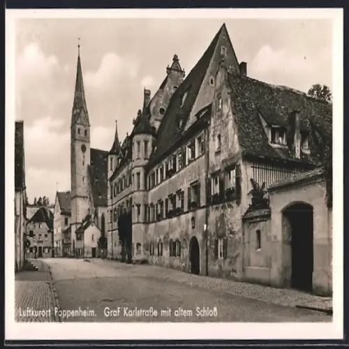 AK Pappenheim / Bayern, Graf Karlstrasse mit altem Schloss