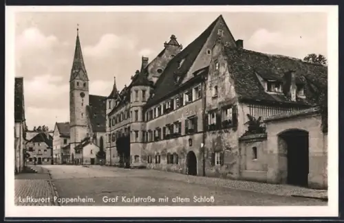 AK Pappenheim / Bayern, Graf Karlstrasse mit altem Schloss