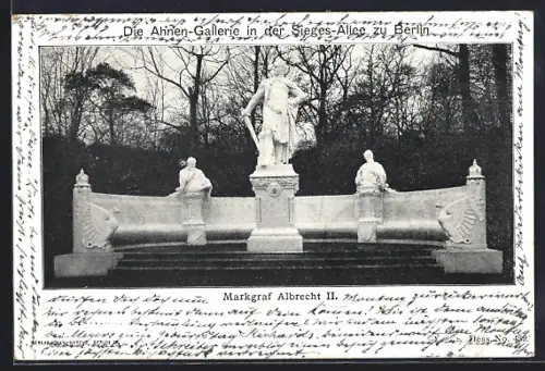 AK Berlin-Tiergarten, Siegesallee, Ahnen-Galerie, Markgraf Albrecht II.