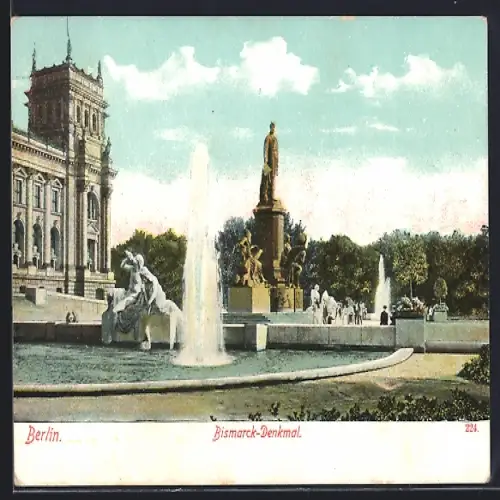 AK Berlin, Bismarck-Denkmal am Brunnen