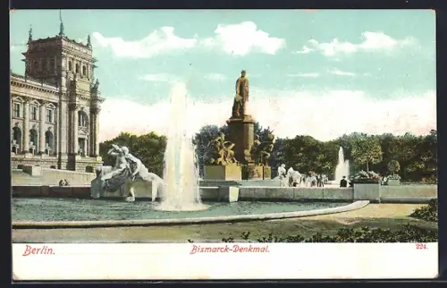 AK Berlin, Bismarck-Denkmal am Brunnen