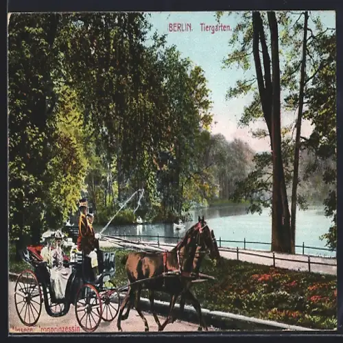 AK Berlin, Tiergarten, Kutsche am See
