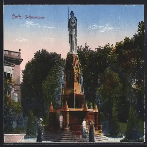 AK Berlin, Blick auf den Rolandbrunnen