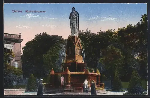 AK Berlin, Blick auf den Rolandbrunnen