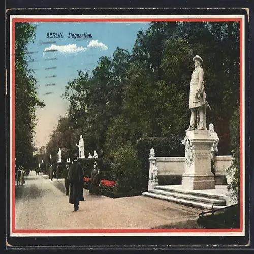 AK Berlin-Tiergarten, Denkmäler in der Siegesallee