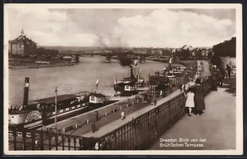 AK Dresden, Blick von der Brühlschen Terrasse