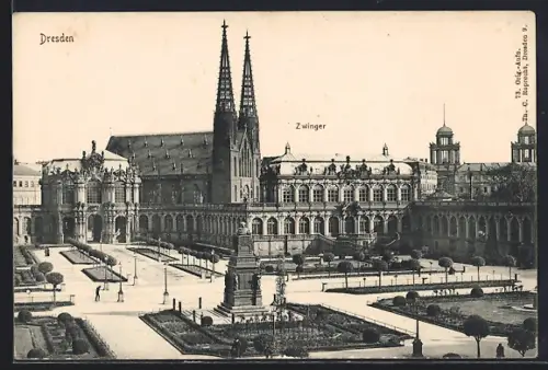 AK Dresden, Zwinger mit Gartenanlage