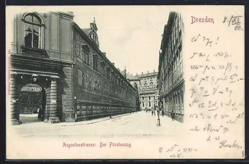 AK Dresden, Augustusstrasse, Der Fürstenzug