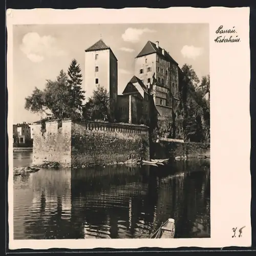 AK Passau /Niederrhein, Veste mit Wasserpartie