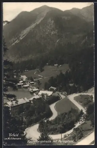 AK Urfeld am Walchensee, Kesselbergstrasse mit Herzogstand