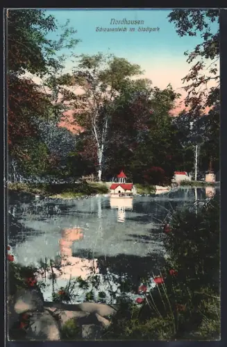 AK Nordhausen, Schwanenteich im Stadtpark