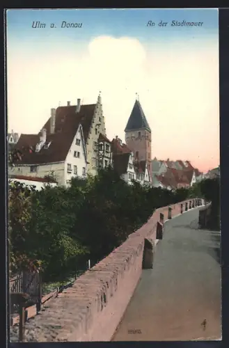 AK Ulm a. Donau, An der Stadtmauer