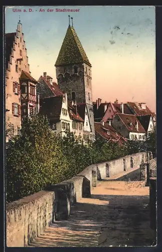 AK Ulm a. D., An der Stadtmauer