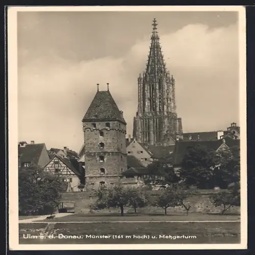 AK Ulm a. d. Donau, Münster u. Metzgerturm