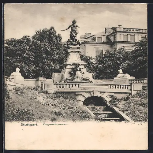 AK Stuttgart, Eugensbrunnen im Park