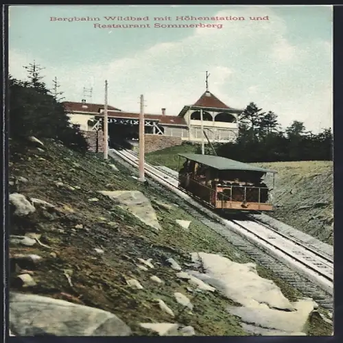 AK Wildbad / Schwarzwald, Bergbahn mit Restaurant Sommerberg und Höhenstation