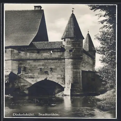 AK Dinkelsbühl, Flusspartie an der Stadtmühle