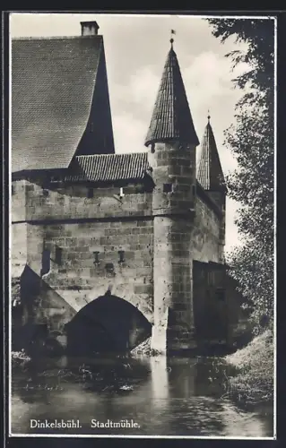 AK Dinkelsbühl, Flusspartie an der Stadtmühle