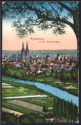 AK Regensburg, Blick von den Winzererhöhen
