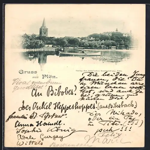 AK Plön, Wasserpartie mit Blick auf den Ort