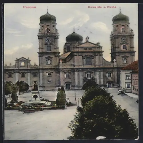AK Passau, Domplatz u. Kirche