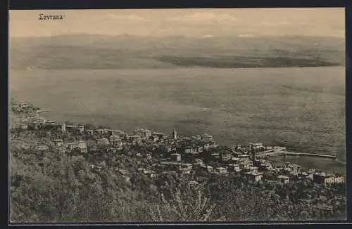 AK Lovrana, Ortsansicht aus der Vogelschau