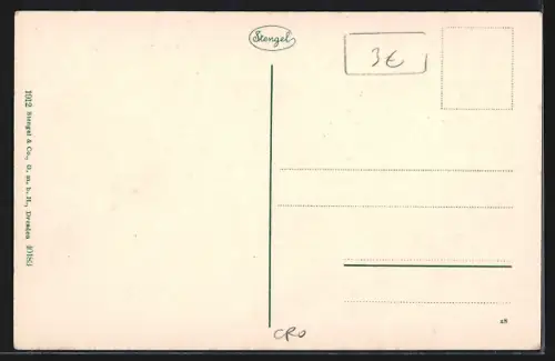 AK Arbe, Frau auf einer Bank im Wald