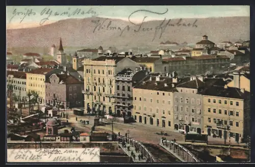 AK Fiume, Ortsansicht mit Bergen