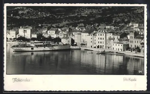 AK Makarska, Panorama mit Schiff