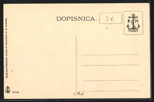 AK Zagreb, Panorama mit Kirchturm