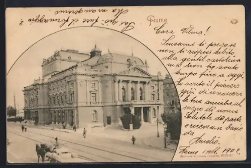 AK Fiume, Strassenpartie am Theater