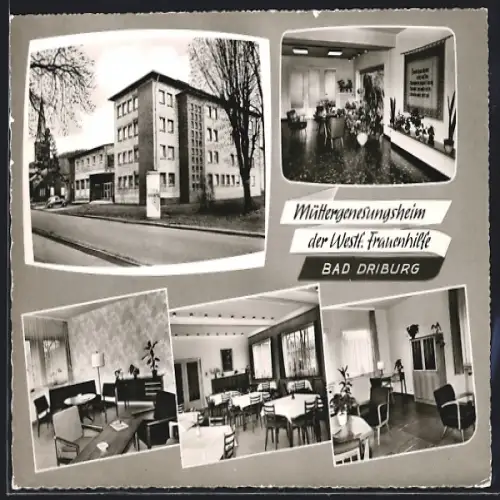AK Bad Driburg, Müttergenesungsheim der Westfälischen Frauenhilfe, Brunnenstrasse 4, Innenansichten