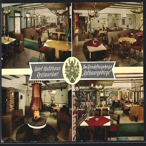 AK Oberhundem, Hotel Rothaargebirge am Hirschfreigehege, Innenansichten, Wappen