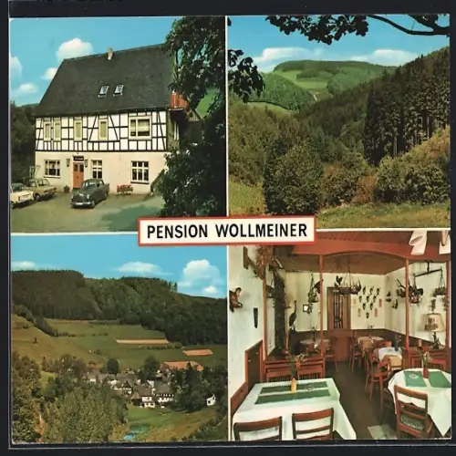 AK Oberrarbach /Hochsauerland, Gasthaus-Pension Wollmeiner, Innenansicht, Ortspartie