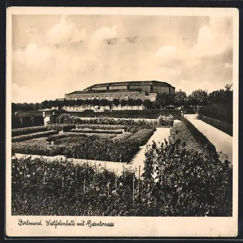 AK Dortmund, Westfalenhalle mit Rosenstrasse