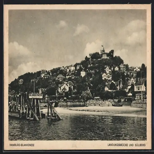 AK Hamburg-Blankenese, Landungsbrücke und Süllberg