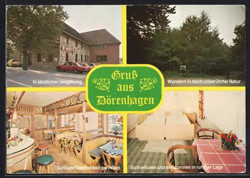 AK Borchen-Dörenhagen, Gasthaus-Pension Werny, Innenansichten