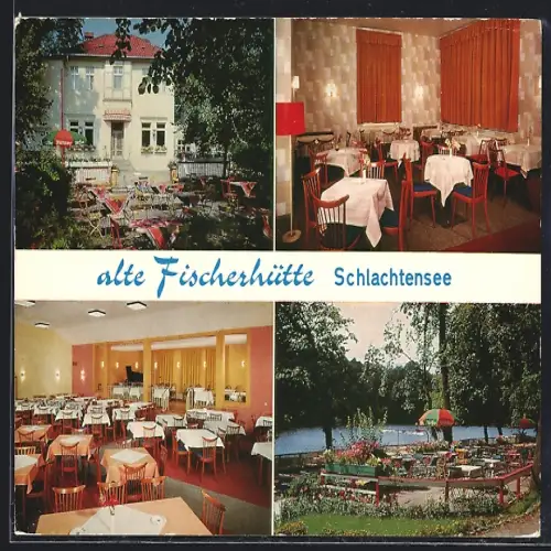 AK Berlin-Schlachtensee, Pension-Restaurant alte Fischerhütte, Innenansichten