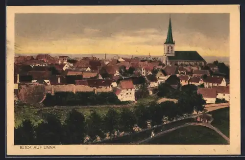 AK Unna, Blick auf den Ort mit Kirche
