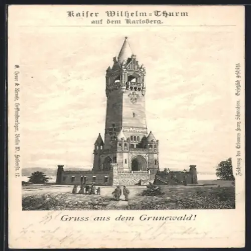 Lithographie Grunewald, Kaiser Wilhelm-Thurm