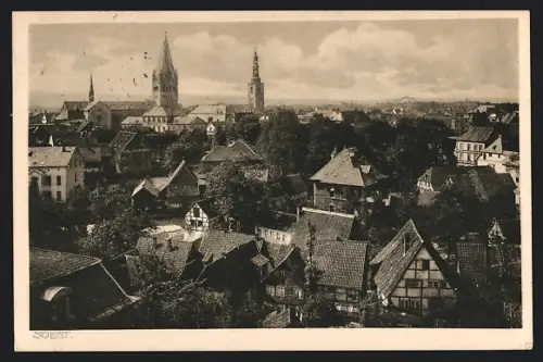 AK Soest, Häuser im Fachwerkstil mit Blick in den Ortskern